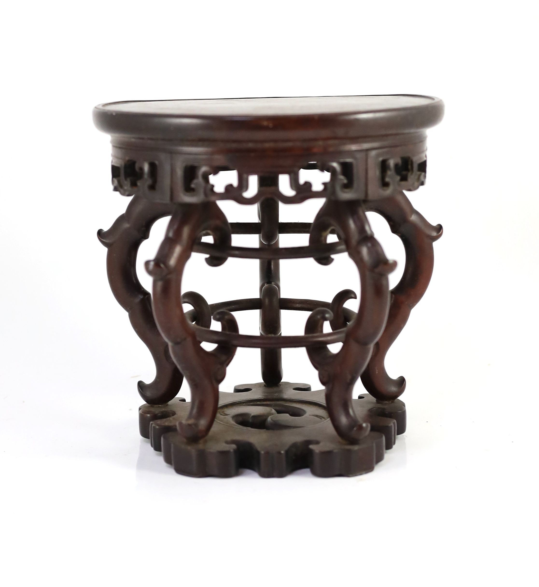 A Chinese hardwood stand, 19th century, 21.5cm high